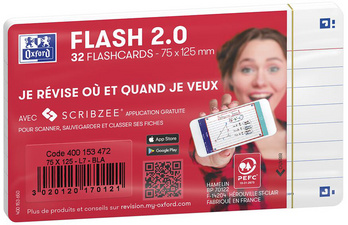 Image Oxford Fiches bristol FLASH 2.0, A7, ligné, blanc