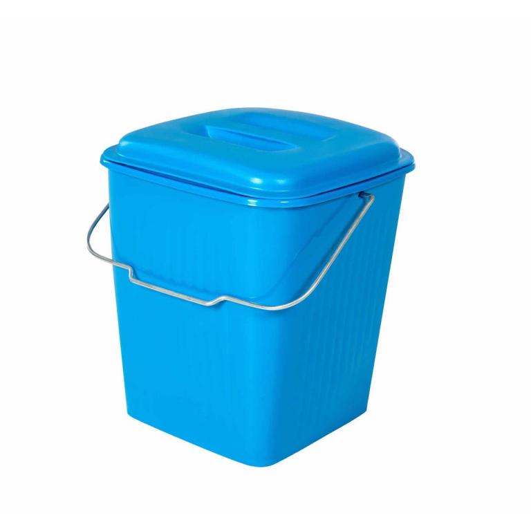 Image Viereck-Deckeleimer 12 Liter mit Metallbügel, 27 x 27 x 29 cm | blau 
