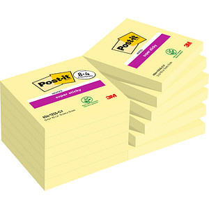 Image 8 + 4 GRATIS: Post-it® Super Sticky Haftnotizen extrastark gelb 8 Blöcke + GRATIS 4 Blöcke