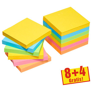 Image 8 + 4 GRATIS: Post-it® Carnival Haftnotizen extrastark farbsortiert 8 Blöcke + GRATIS 4 Blöcke