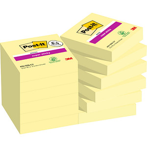 Image 8 + 4 GRATIS: Post-it® Super Sticky Notes Haftnotizen extrastark gelb 8 Blöcke + GRATIS 4 Blöcke