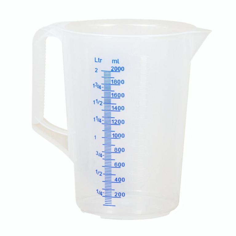 Image Messbecher 2,0 Liter, Polypropylen, blaue gedruckte Skala | milchig-transparent 
