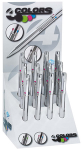 Image WEDO Vierfarb-Kugelschreiber mit Schiebemechanik, Display chrom, ausgestattet m