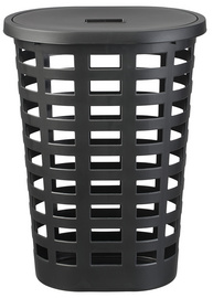 Image plast team Wäschesammler BOSTON, 54 Liter, oval, schwarz