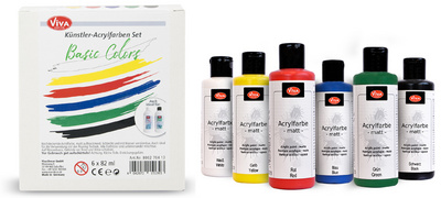 Image ViVA DECOR Acrylfarben-Set "Basic Colors", 6-teilig