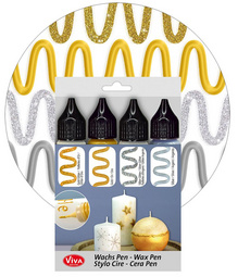 Image ViVA DECOR Candle Wachs Pen, 28 ml, 4er Set silber/gold