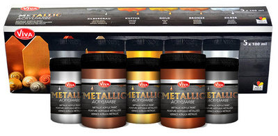 Image ViVA DECOR Acrylfarben-Set "Metallic", 5-teilig