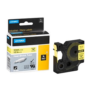 Image DYMO Schrumpfschlauch RHINO  18056, 12 mm schwarz auf gelb