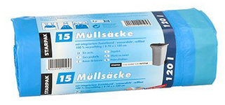 Image PAPSTAR Müllsäcke LDPE, mit Zugband, 120 Liter, blau