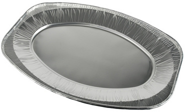 Image STARPAK Aluminium-Servierplatte, oval, 430 x 290 mm, silber