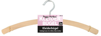 Image Peggy Perfect Holz-Kleiderbügel ohne Steg, natur, 2er Pack
