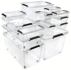 Image KEEEPER Aufbewahrungsbox/Clipbox Lara, 8,5 Liter natur-transparent, Deckel zuve