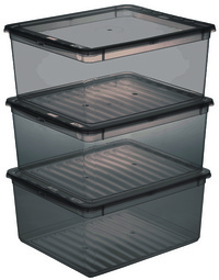 Image keeeper Aufbewahrungsboxen-Set "bea", 3x 18 L, crystal-grey