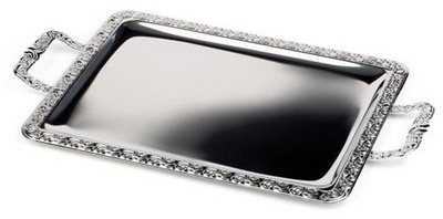 Image APS Tablett "SCHÖNER ESSEN", (B)600 x (T)360 mm, silber