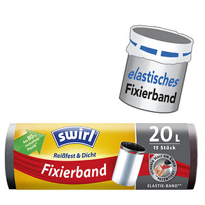 Image swirl Mülleimerbeutel, mit Fixierband, schwarz, 20 Liter