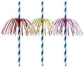 Image PAPSTAR Papier-Trinkhalm "Fireworks", 200 mm, blau/weiß