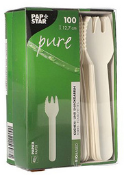 Image PAPSTAR Papier-Kuchengabeln "pure", Länge: 127 mm, weiß
