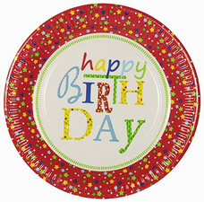 Image PAPSTAR Papp-Teller "Happy Birthday", rund, 230 mm