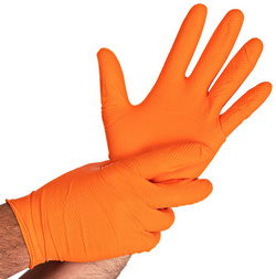 Image HYGOSTAR Nitril-Handschuh "POWER GRIP", XL, orange,puderfrei
