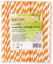 Image NATURE Star Papiertrinkhalme Classic, 197 mm, orange/weiß