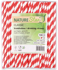 Image NATURE Star Papiertrinkhalme Classic, 197 mm, rot/weiß