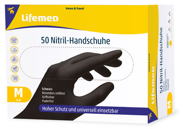 Image Lifemed Nitril-Handschuh, schwarz, puderfrei, Größe M