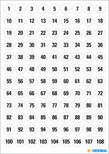 Image HERMA Zahlen-Sticker 1-540, Durchmesser: 8 mm, weiß