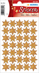 Image HERMA Weihnachts-Sticker DECOR "Sterne", gold, beglimmert