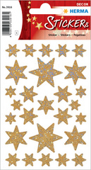 Image HERMA Weihnachts-Sticker DECOR "Sterne", gold, Holographie