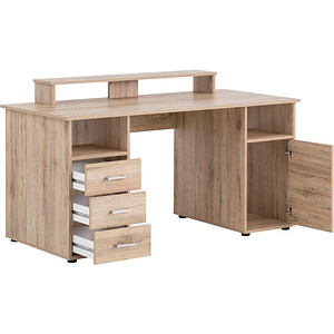 Image MÖBELPARTNER Niels light Schreibtisch wildeiche rechteckig Wangen-Gestell eiche 150,0 x 70,0 cm