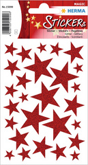 Image HERMA Weihnachts-Sticker MAGIC "Sterne rot", glittery
