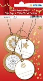 Image HERMA Weihnachts-Geschenkanhänger 3D, rund, gold