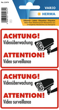 Image HERMA Hinweisetiketten "ACHTUNG! Videoüberwachung