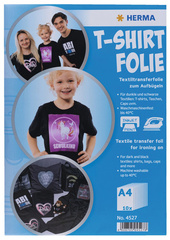 Image HERMA T-Shirt Transferfolie, DIN A4, dunkle Textilien, weiß