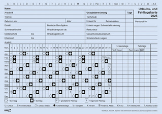 Image RNK Verlag Urlaubs- und Fehltagekarte 2025, DIN A5 quer