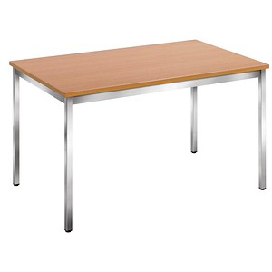 Image SODEMATUB Mehrzwecktisch buche rechteckig, Vierkantrohr chrom, 120,0 x 80,0 x 74,0 cm