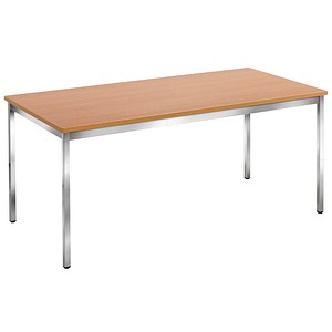 Image SODEMATUB Mehrzwecktisch buche rechteckig, Vierkantrohr chrom, 160,0 x 80,0 x 74,0 cm