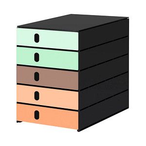 Image styro Schubladenbox styroval pro Emotions Mediterran  grün, braun, orange DIN C4 mit 5 Schubladen