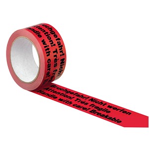 Image SUPRA Warnklebeband Bruchgefahr! Nicht werfen! rot/schwarz 50,0 mm x 66,0 m 1 Rolle