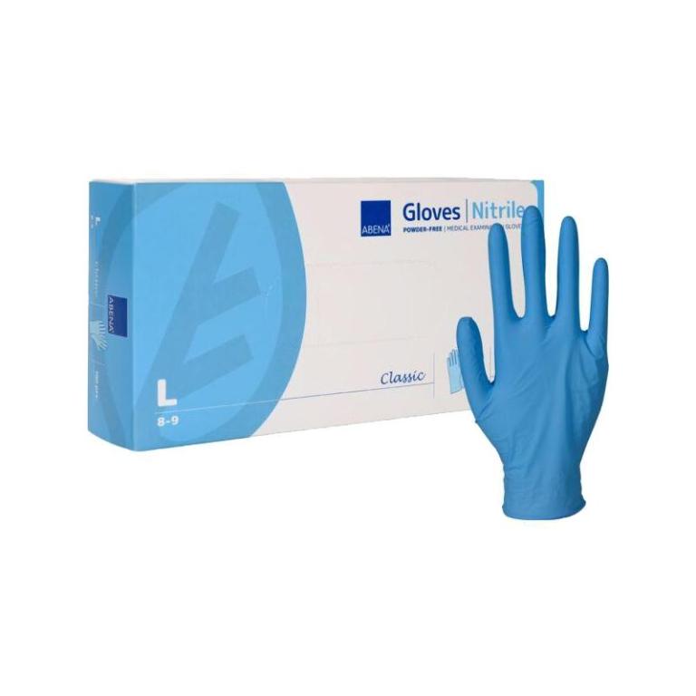 Image Einweghandschuhe Nitril puderfrei, "Abena Classic", blau, 100 Stück/Box | Größe L AQL 1,5, puderfrei, latexfrei, CE - Kennzeichnung, PSA-Kat. III