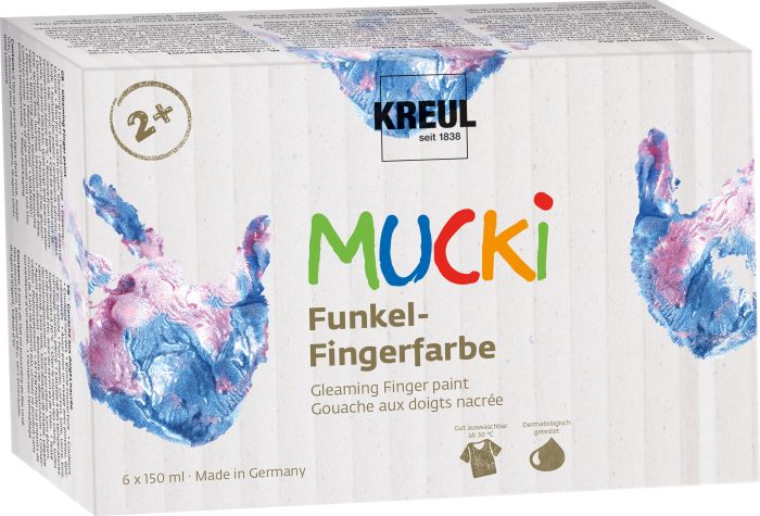 Image KREUL Funkel-Fingerfarbe "MUCKI", 150 ml, 6er-Set
