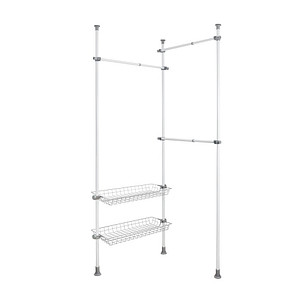 Image WENKO Teleskop-Garderobe Herkules Duo 50611100 grau Metall 164,0 - 215,0 x 165,0 - 300,0 cm