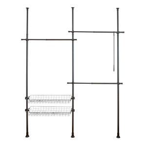 Image WENKO Teleskop-Garderobe Herkules Duo 50631100 schwarz Metall 164,0 - 215,0 x 165,0 - 300,0 cm