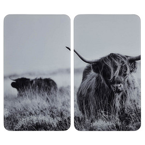 Image WENKO Herdabdeckplatten Highland Cattle schwarz 2 St.