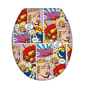 Image WENKO WC-Sitz mit Absenkautomatik Pop-Art weiß