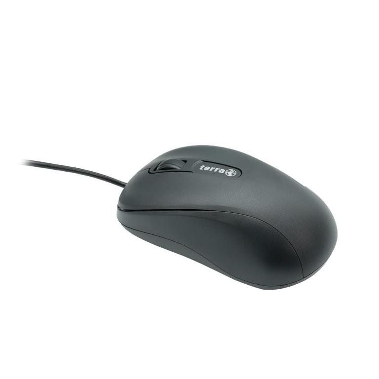 Image TERRA Mouse 1500 Corded USB black 3-Tasten, symmetrisch, kabelgebunden, 1,80m