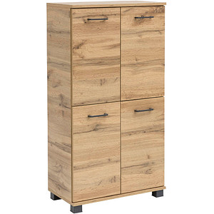 Image MÖBELPARTNER Badschrank Nora eiche landhaus 59,8 x 32,6 x 116,9 cm