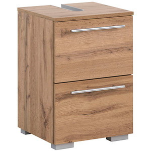 Image MÖBELPARTNER Waschbeckenunterschrank Carlos eiche landhaus 40,2 x 35,0 x 59,1 cm