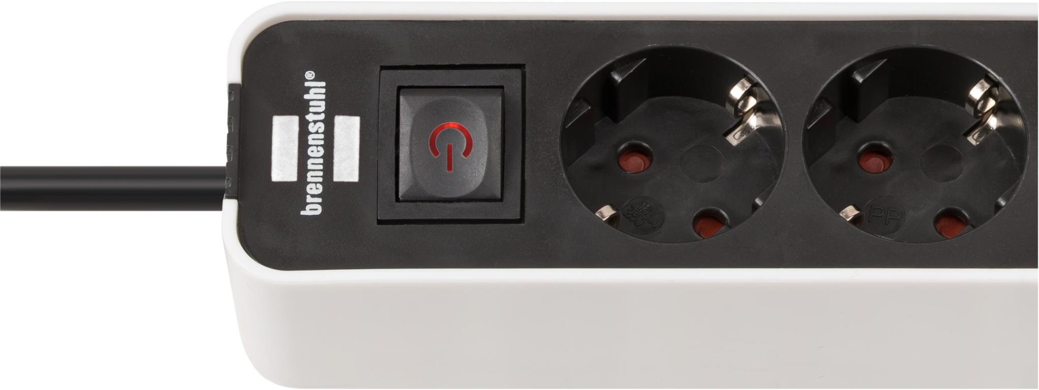 Image brennenstuhl Ecolor USB-C 4-fach Steckdosenleiste mit Schalter 1,5 m weiß mit USB-Buchse