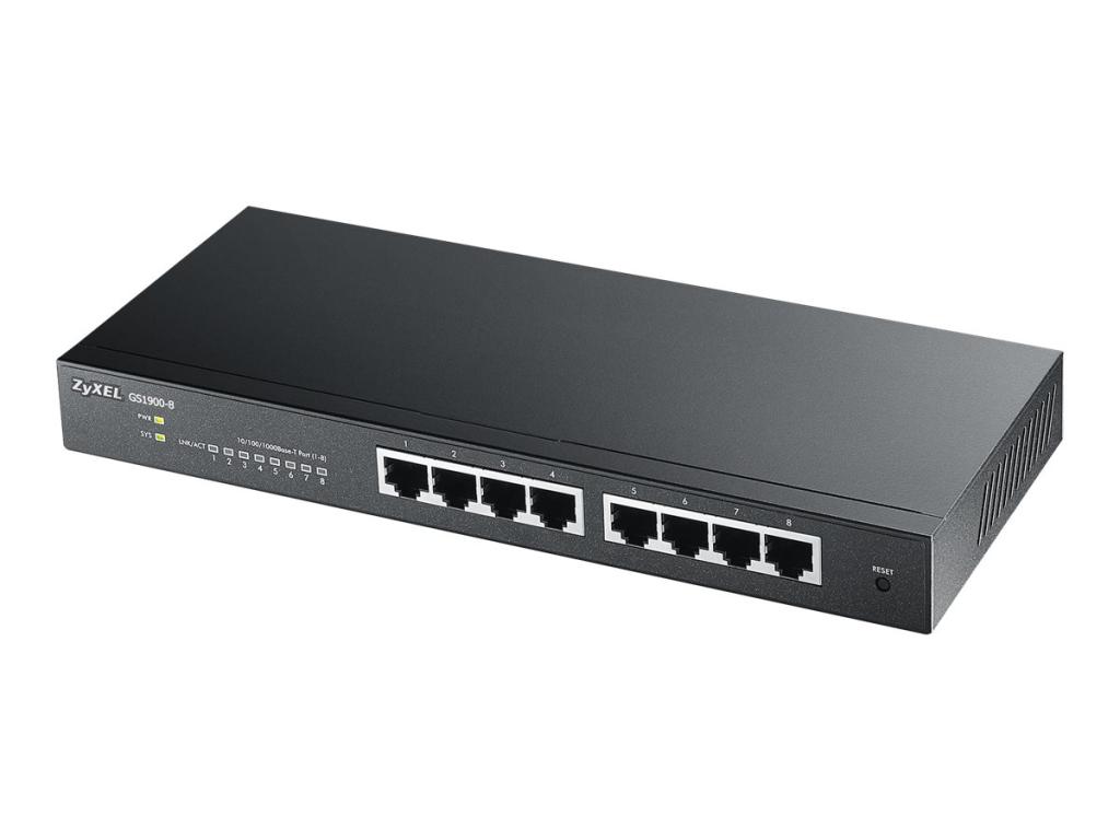 Image ZYXEL GS1900-8 V2 8 Port GbE L2 Smart Switch Desktop fanless V2